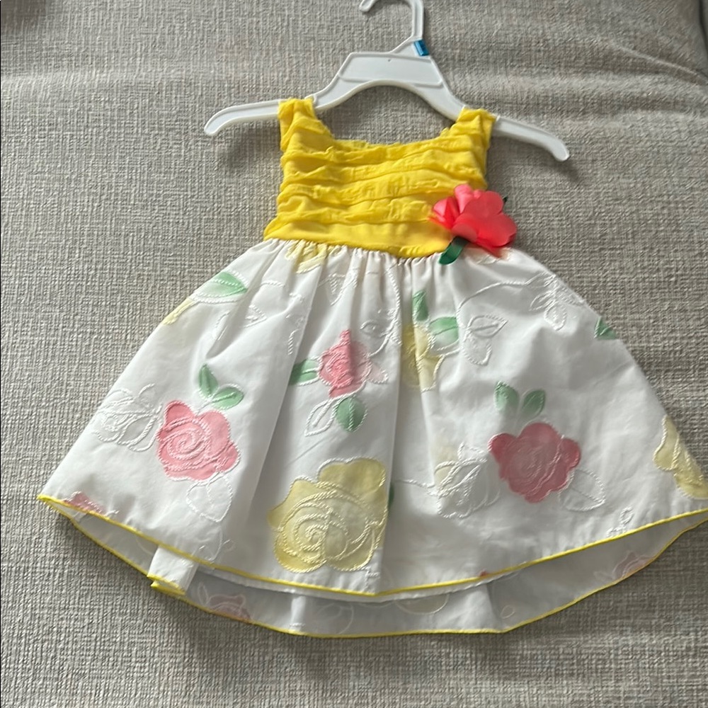 Youngland Yellow and White Ruched High-Low Sundress